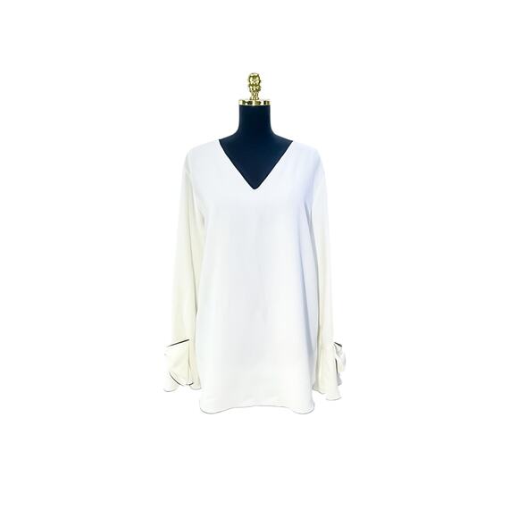 Alfani White/Black Flutter Sleeve Blouse - Size XL - Picture 1 of 8